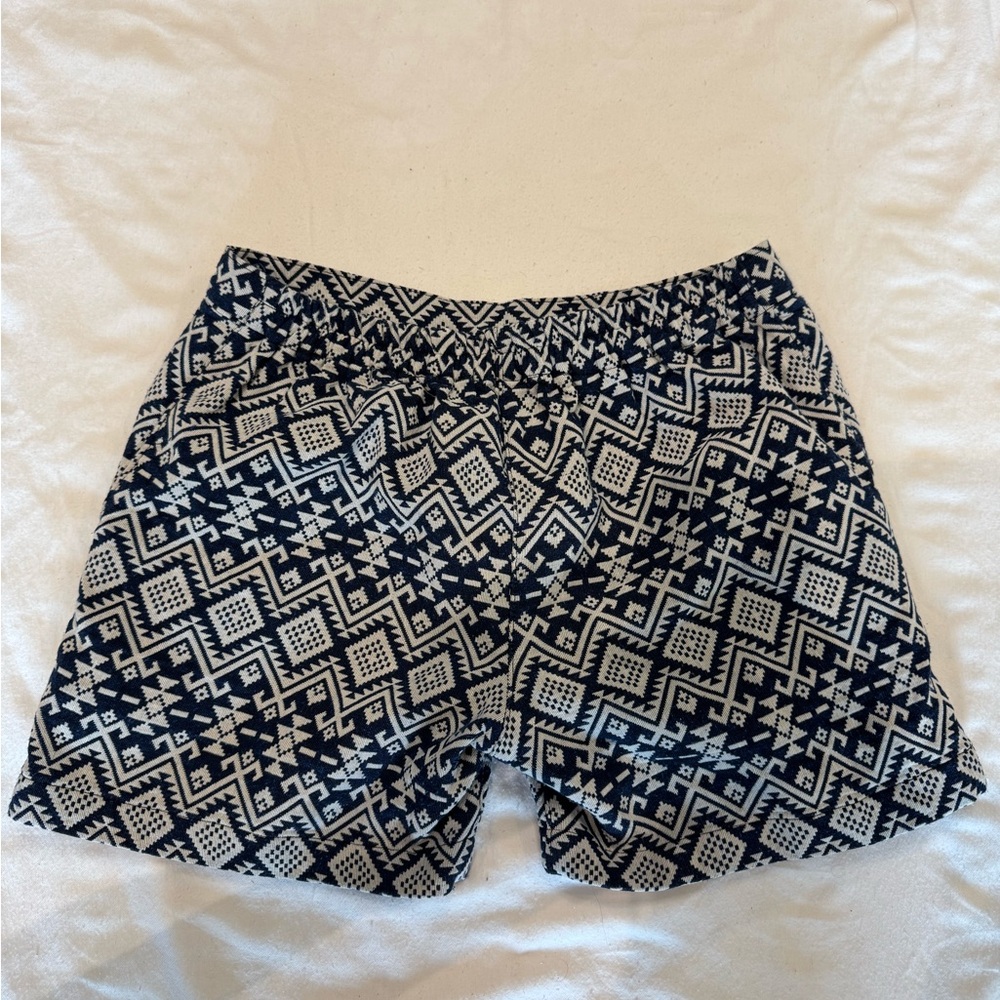 Wai Wear Blue and White Shorts with Geometric Pattern